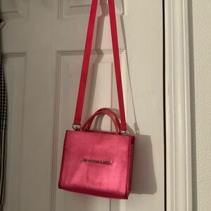 Brandon Blackwood Hot Pink Satin End Systemic Racism mini bag